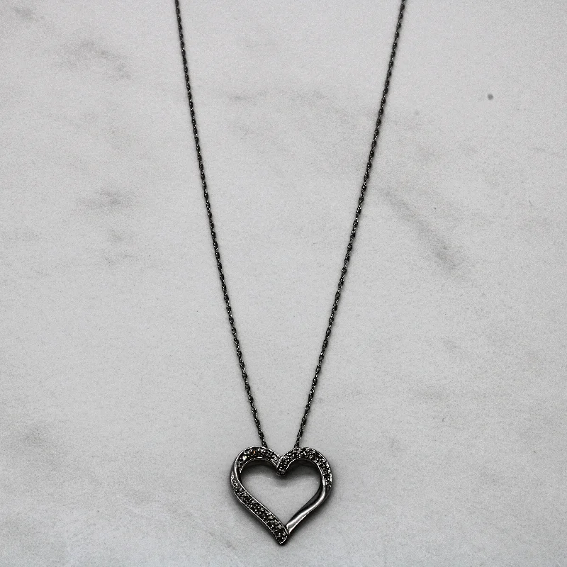 Plated silver necklaces-Diamond Heart Necklace | 0.06ctw | 18" |