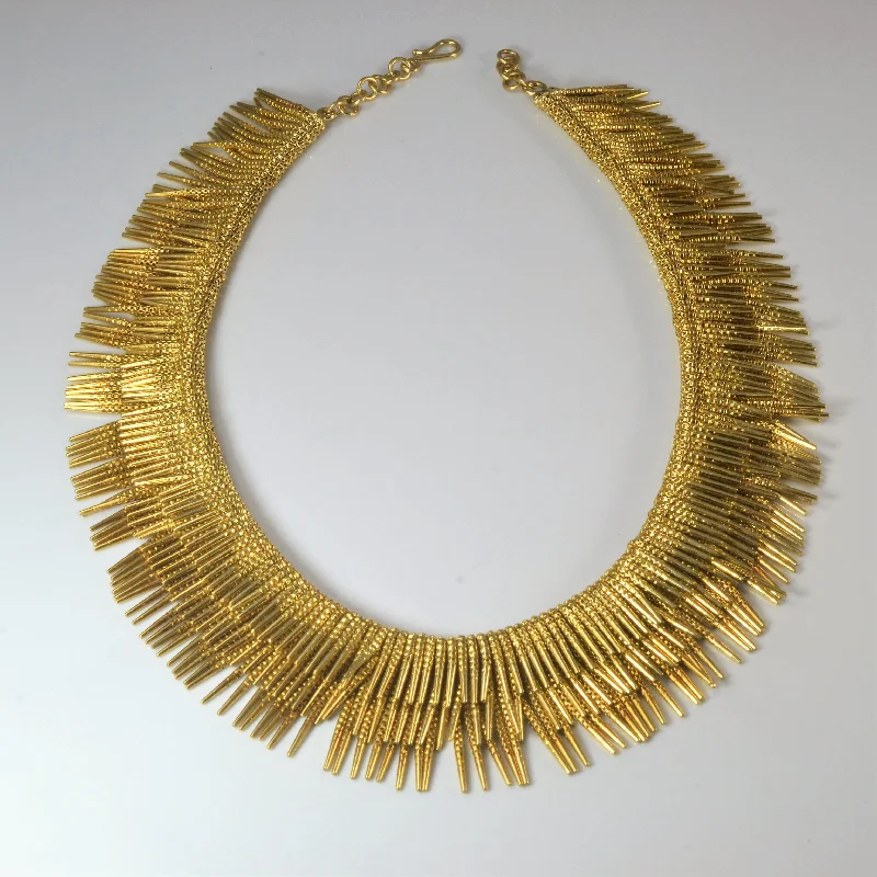 Curved design necklaces-Fringe 18k Gold Collar Necklace | 15" |