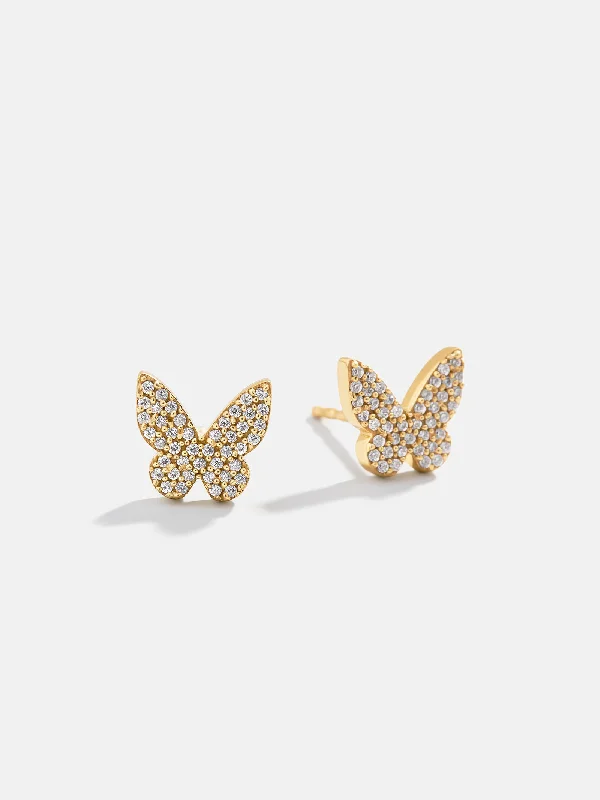 Prism star earrings-18K Gold Butterfly Earrings - Gold/Pavé