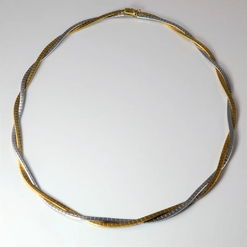 Fine cord necklaces-'Birks' Two Tone Braided Gold Necklace | 17" |