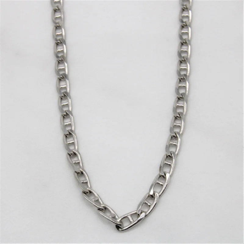 Ridged disc necklaces-10k White Gold Anchor Chain Necklace | 20" |