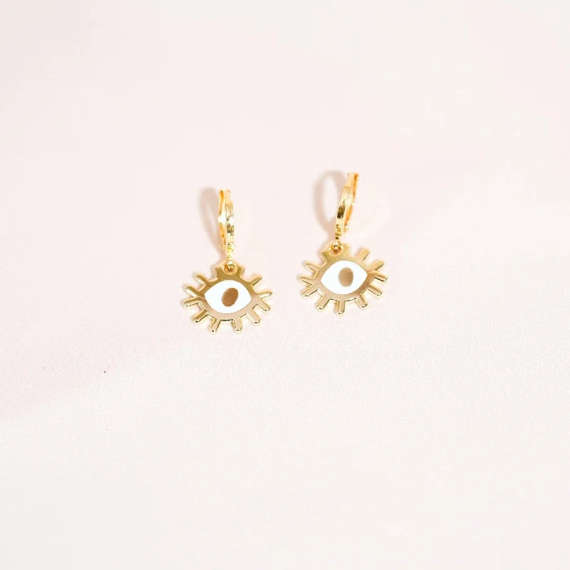 Micro heart earrings-Eye Huggie Hoop Earrings