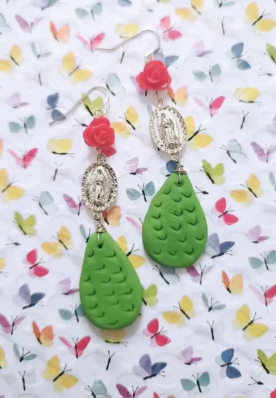 Old coin earrings-Virgen Nopal Earrings