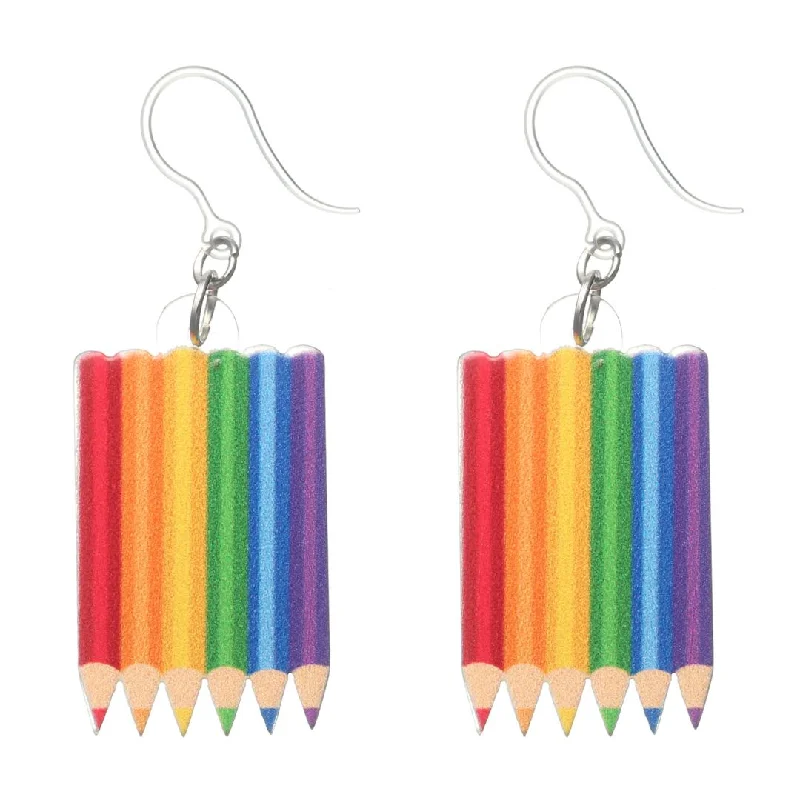 Fine pearl earrings-Exaggerated Colored Pencils Dangles Hypoallergenic Earrings for Sensitive Ears Made with Plastic Posts