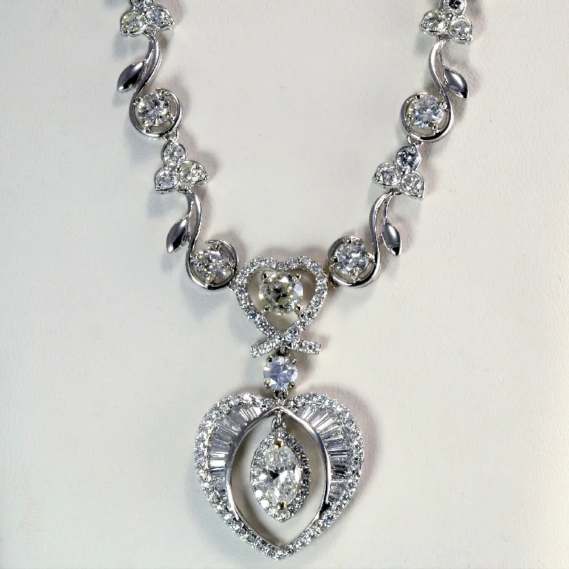 Bee charm necklaces-Ornate Art Deco Inspired Diamond Necklace | 6.20 ctw, 18''|