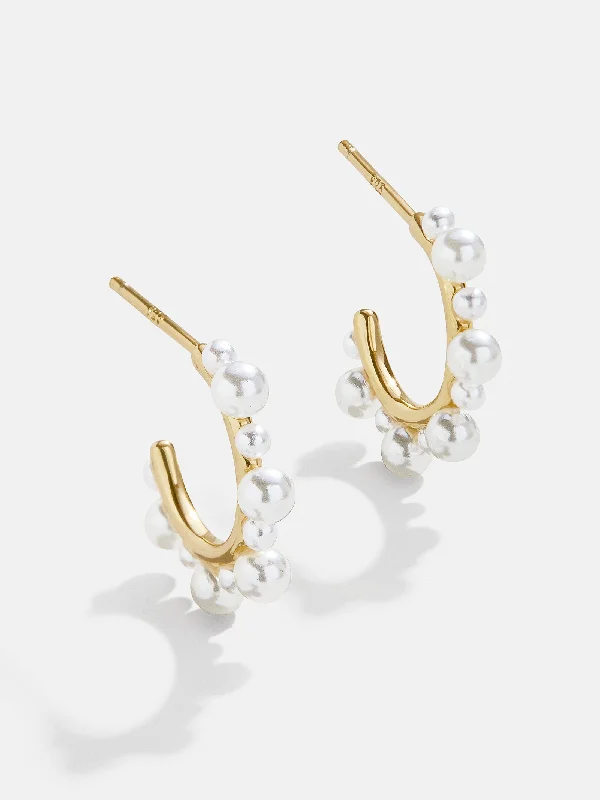 Grand statement earrings-Serena 18K Gold Earrings - White