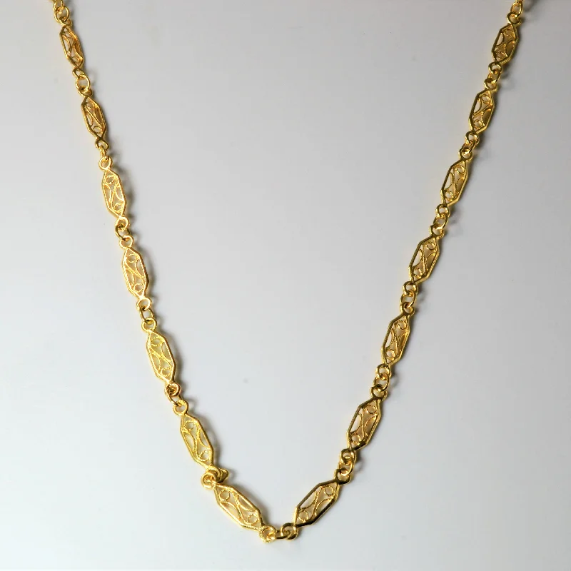 Infinity twist necklaces-Filigree Marquise Link Chain Necklace | 32" |