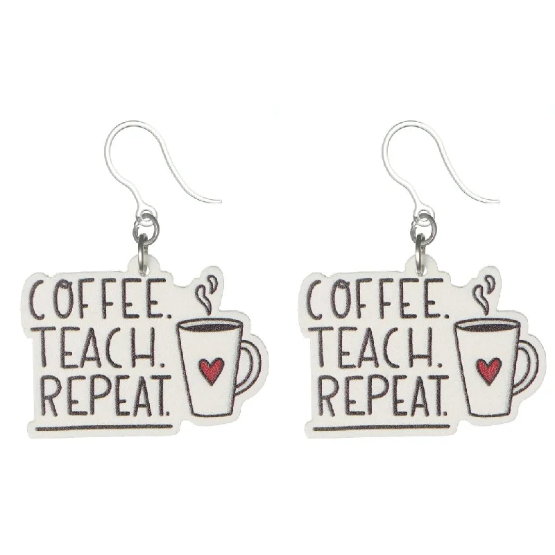 Driftwood earrings-Coffee Teach Repeat Earrings Dangles Hypoallergenic Earrings for Sensitive Ears Made with Plastic Posts