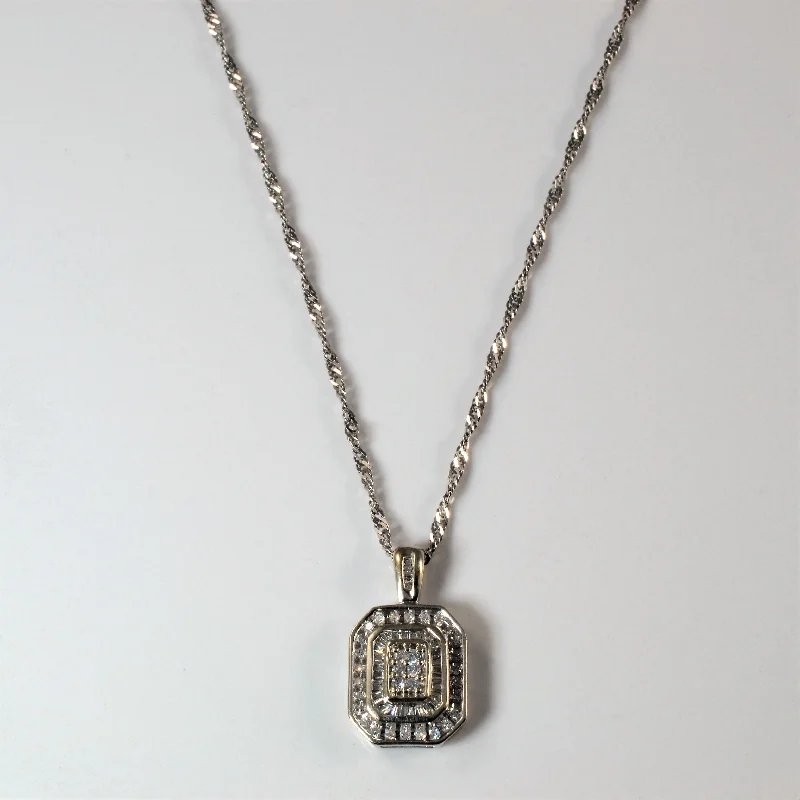 Wicker weave necklaces-Emerald Cut Shaped Diamond Cluster Necklace | 0.56ctw | 16" |