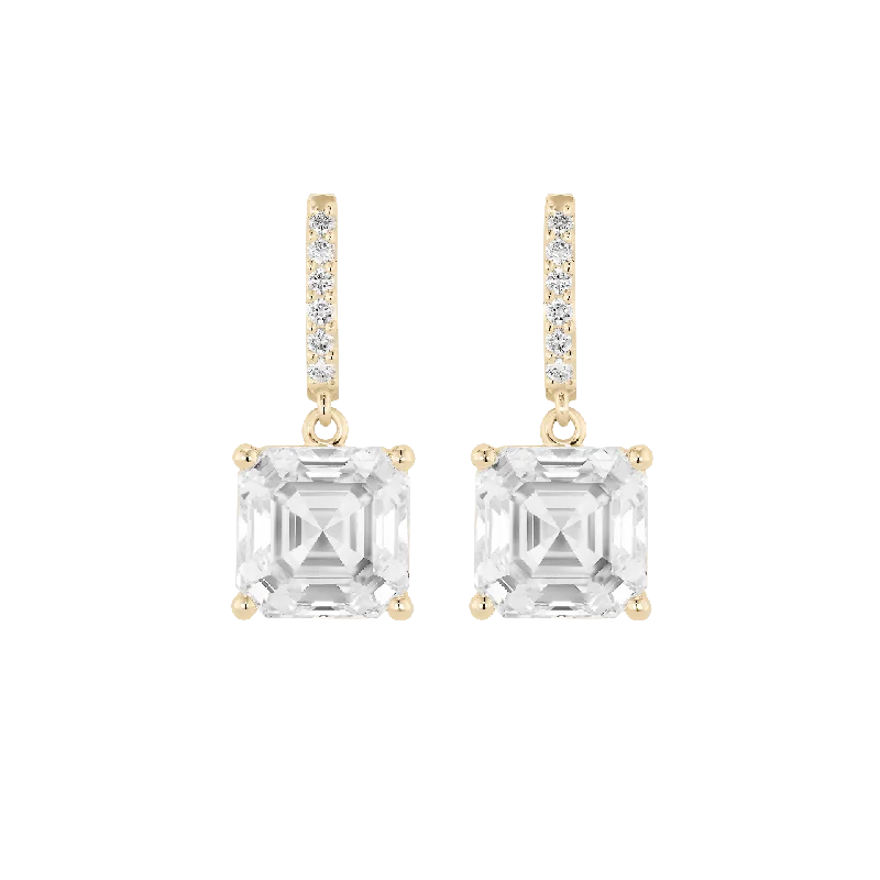 Lustrous pearl earrings-The Asscher Solitaire Drop Earrings