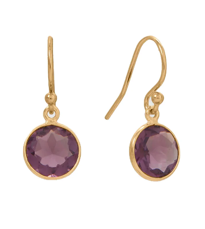 Sweeping design earrings-Purple Rounded Faceted Glass Drop Earrings with 14k Gold-filled Ear Wires