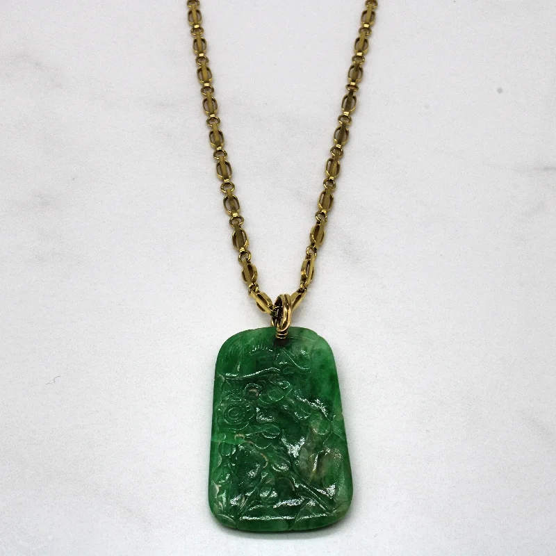 Twist knot necklaces-Carved Jadeite Necklace | 20" |