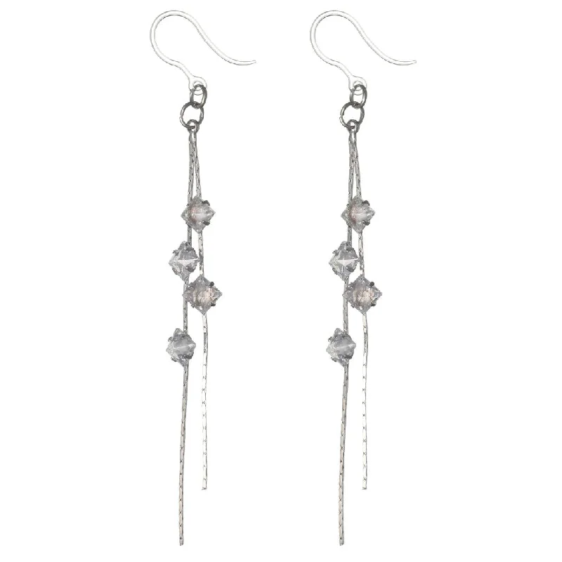 Ridged disc earrings-Faux Diamond String Dangles Hypoallergenic Earrings for Sensitive Ears Made with Plastic Posts