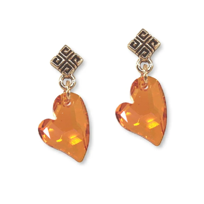 Amber stud earrings-Devoted 2U Crystal Heart Earrings, Astral Pink