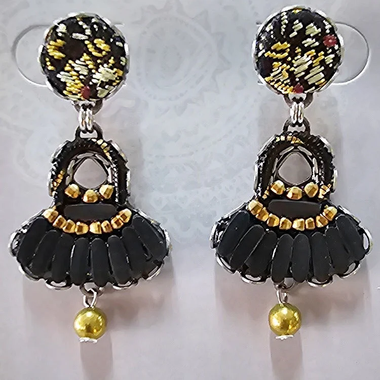 Reef theme earrings-AYALABAR EARRINGS GOLD AND NAVY BLACK