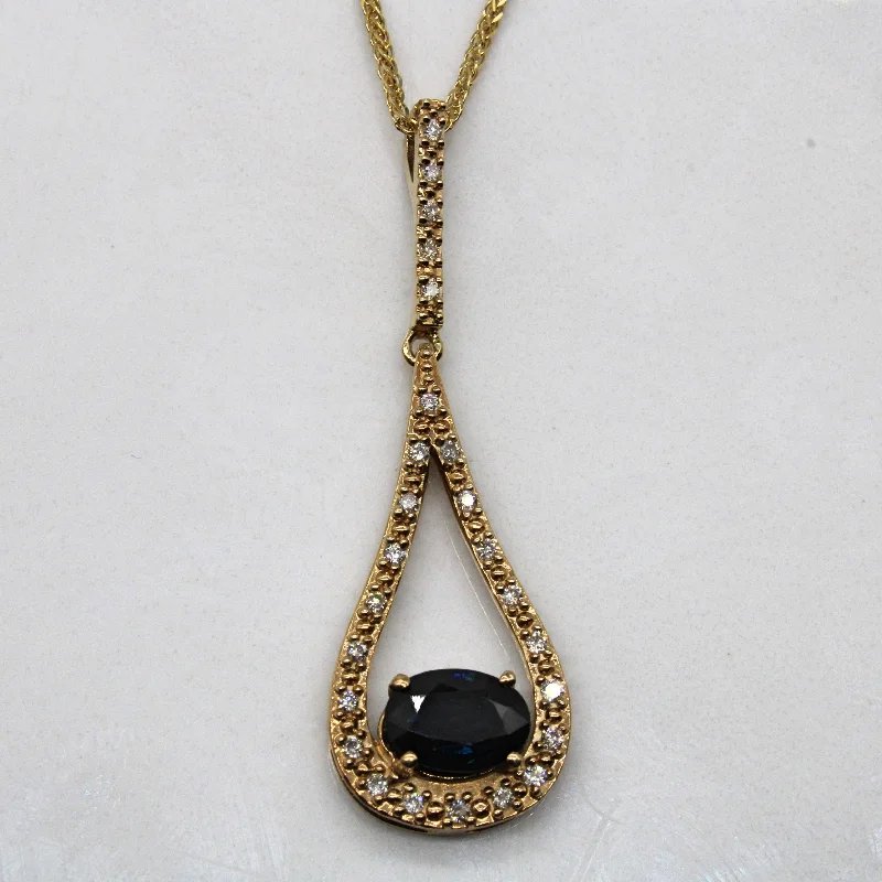 Sculpted bib necklaces-Sapphire & Diamond Necklace | 0.85ct, 0.12ctw | 17" |