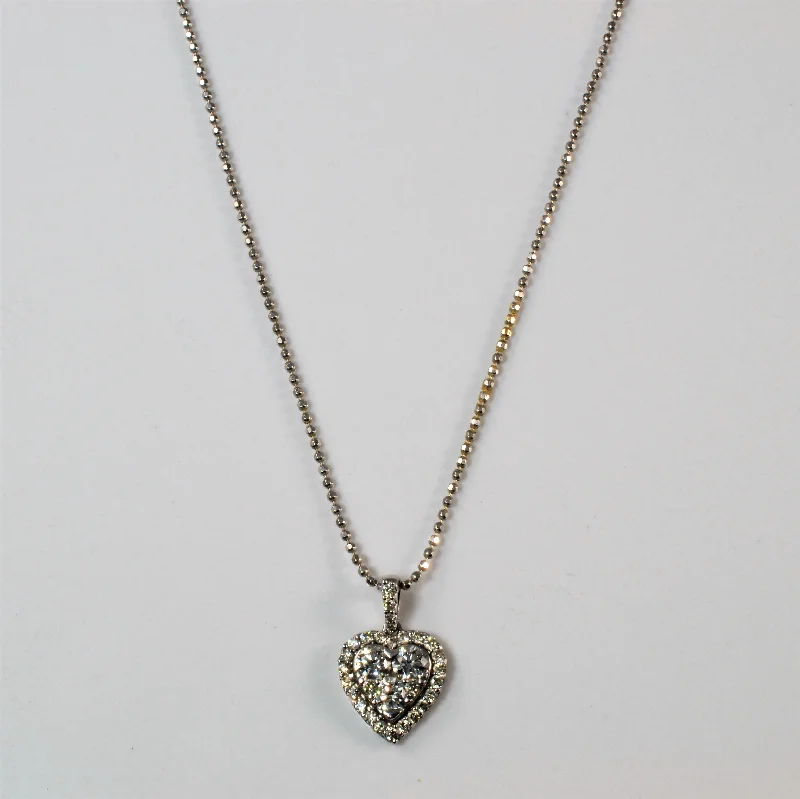 Gem-wrapped necklaces-Cluster Diamond Heart Necklace | 0.36ctw | 20" |