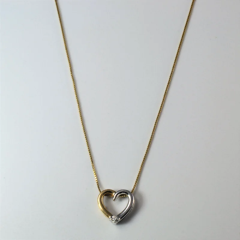 Futuristic necklaces-Two Tone Diamond Heart Necklace | 0.02ct | 18" |