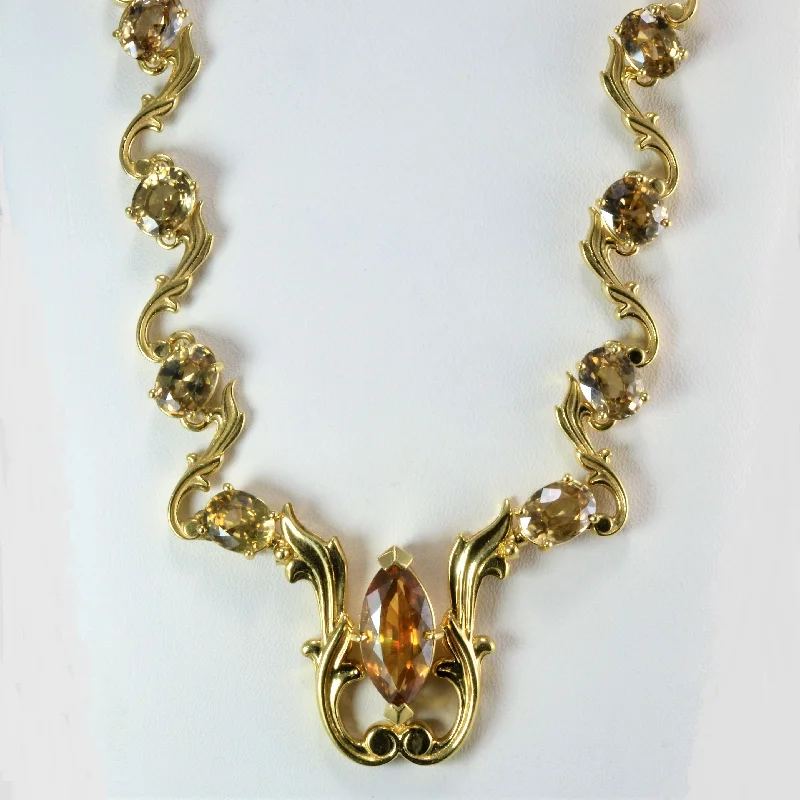 Short drop necklaces-'George Lederman' Vintage Natural Zircon 18k Gold Necklace | 18'' | 50.00ctw |