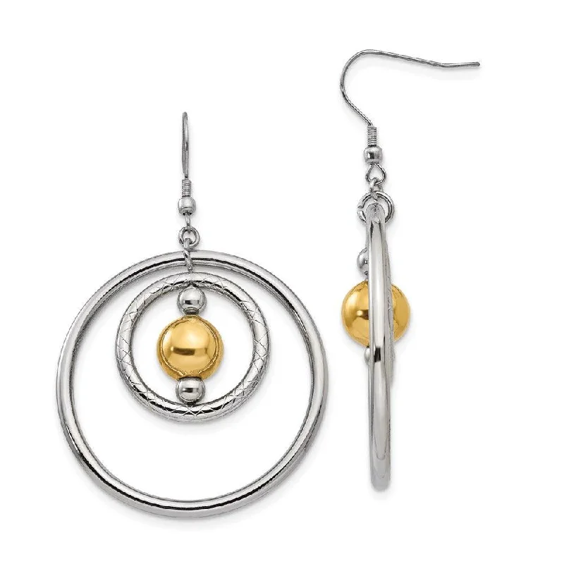 Five-tier earrings-Stainless Steel Polished Yellow IP-plated Shepherd Hook Earrings