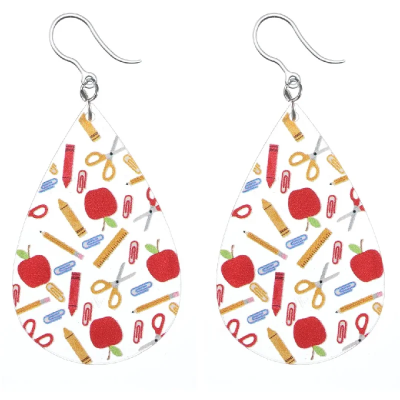 Vibrant enamel earrings-Teacher Teardrop Dangles Hypoallergenic Earrings for Sensitive Ears Made with Plastic Posts