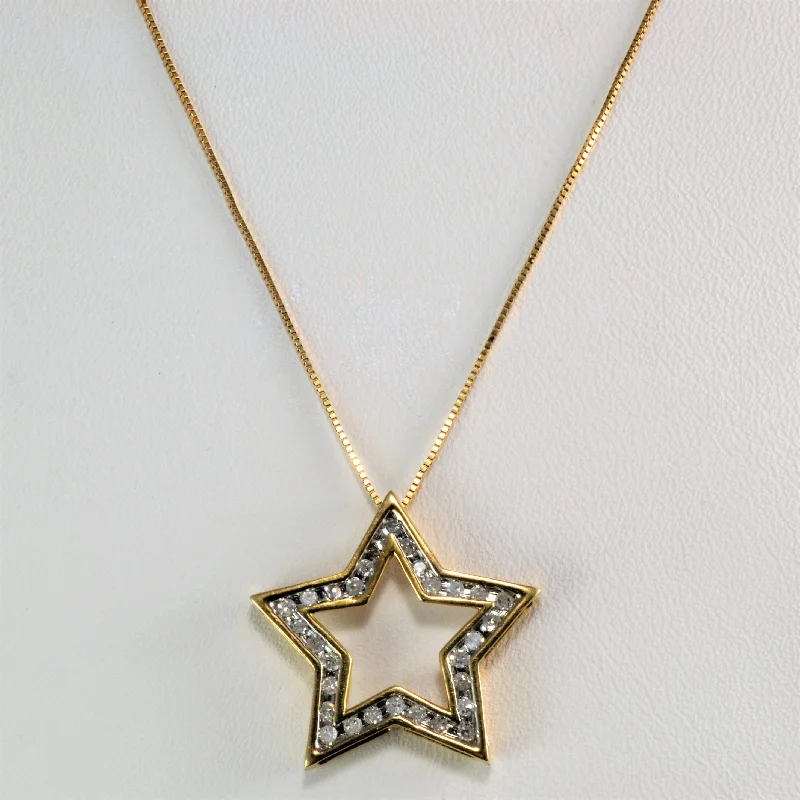 Stellar map necklaces-Channel Diamond Star Pendant Necklace | 0.25 ctw, 18''|