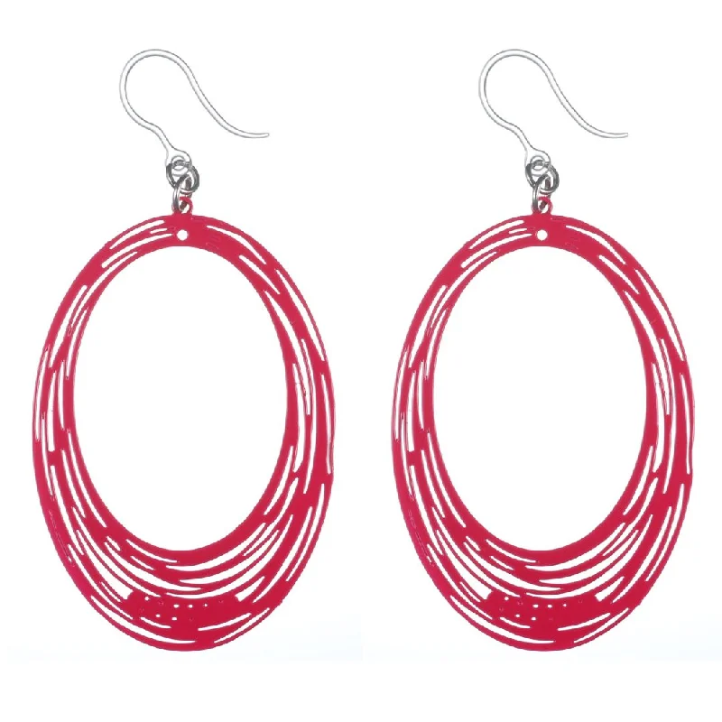 Crystal-wrapped earrings-Swirly Oval Dangles Hypoallergenic Earrings for Sensitive Ears Made with Plastic Posts