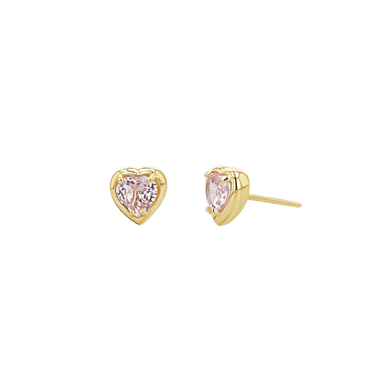 Sturdy hoop earrings-Sapphire Heart Stud Earrings