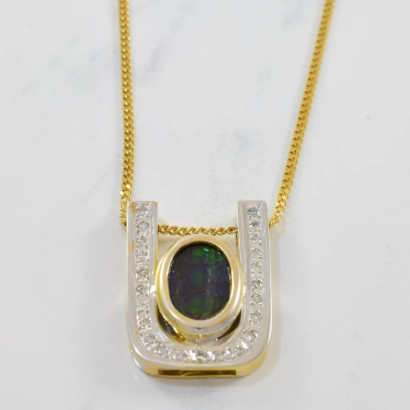 Infinity twist necklaces-Bezel Set Ammolite & Diamond Necklace | 0.23ctw, 1.75ct | 20" |