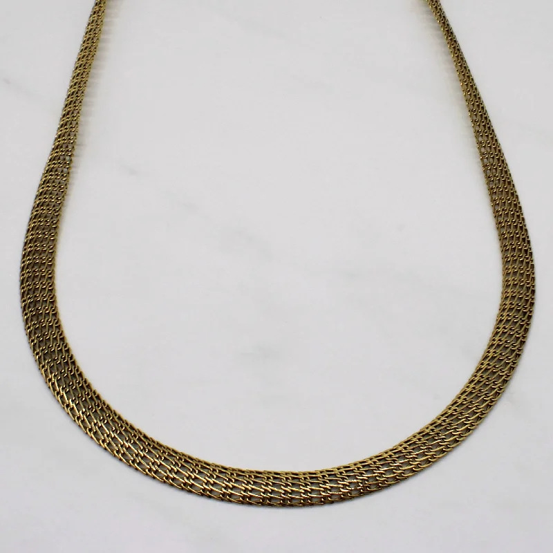 Heavy link necklaces-Woven Yellow Gold Necklace | 17" |