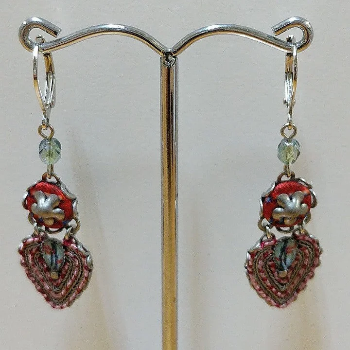 Five-tier earrings-AYALABAR EARRINGS PINK RED TONES