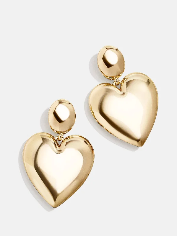 Prism crystal earrings-Sheri Earrings - Smooth Gold Heart