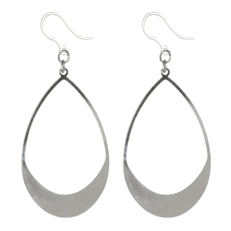 Clean bar earrings-Hollow Water Drop Dangles Hypoallergenic Earrings for Sensitive Ears Made with Plastic Posts