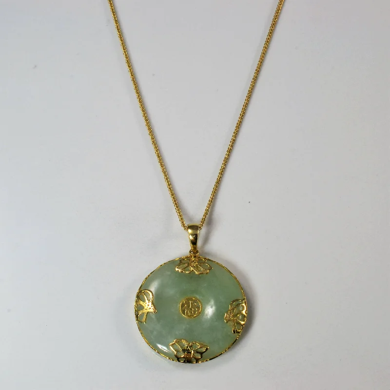 Twist knot necklaces-Filigree Jade Medallion Necklace | 18" |