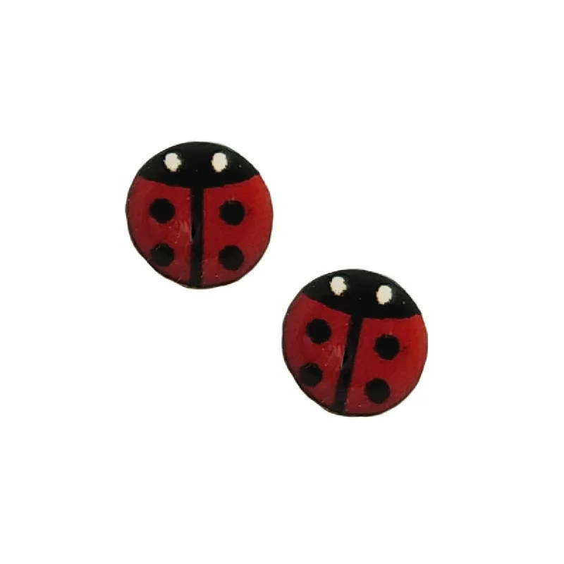 Large hoop earrings-Ladybug Stud Earrings Sterling Silver