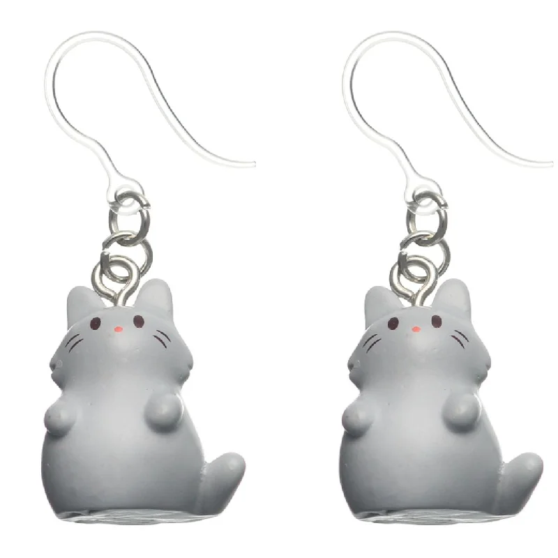 Indian tile earrings-Playful Cat Dangles Hypoallergenic Earrings for Sensitive Ears Made with Plastic Posts