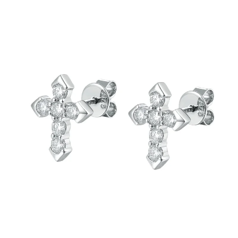 Whisper threader earrings-S925 Moissanite Cross Earring Studs - VVS1