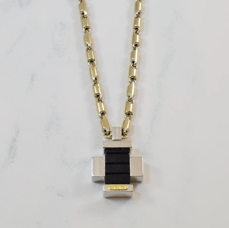 Heavy link necklaces-'Baraka' Rubber & Gold Necklace | 23" |