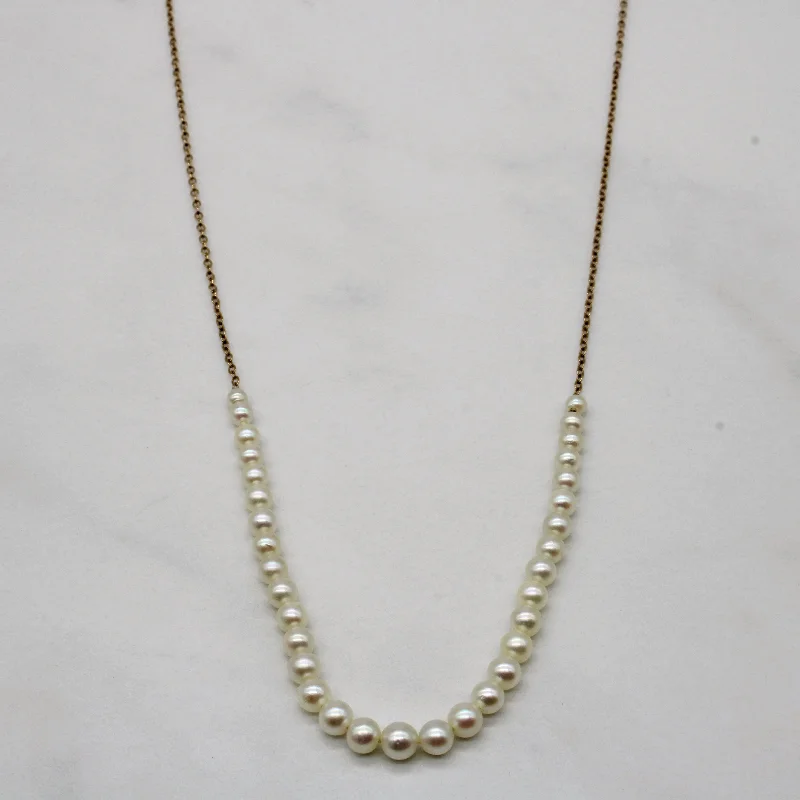 Coiled wire necklaces-Pearl Chain Necklace | 17" |