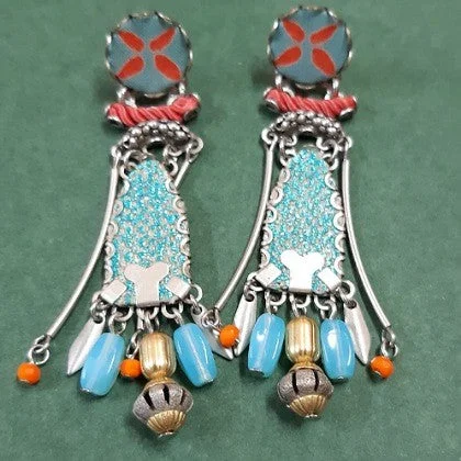 Tiny wing earrings-AYALABAR EARRINGS LONG PINK BLUE