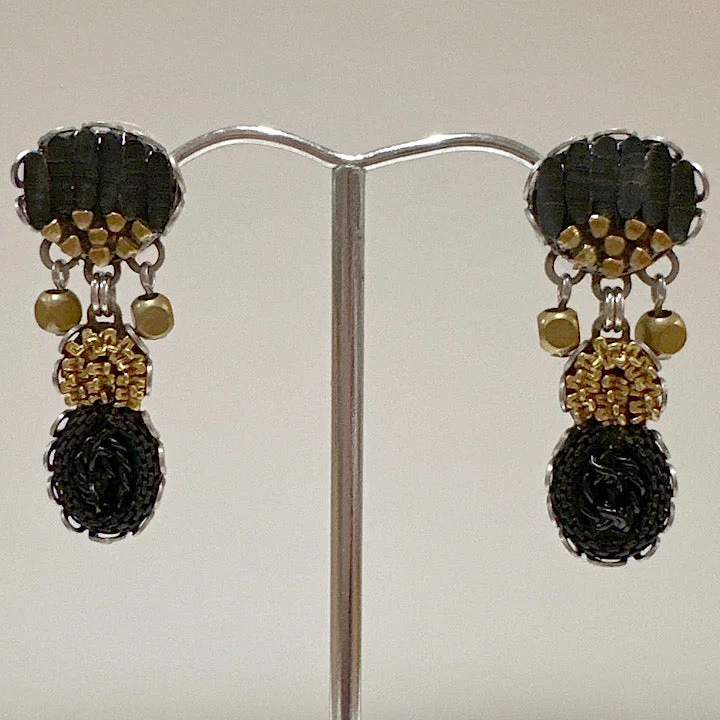 Sturdy hoop earrings-AYALABAR EARRINGS GOLD AND MATTE BLACK