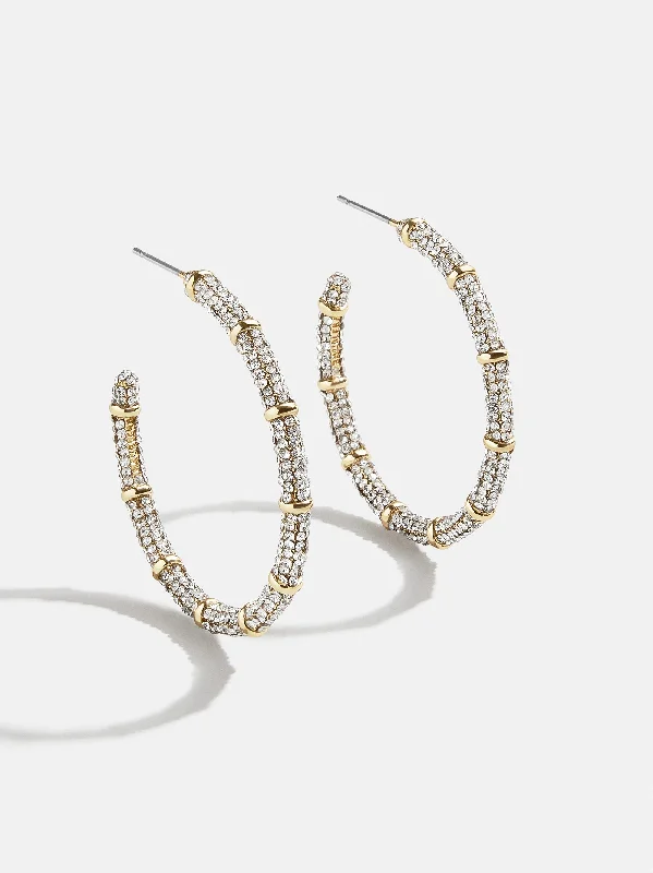 Vine pattern earrings-Clarissa Earrings - Gold/Pavé