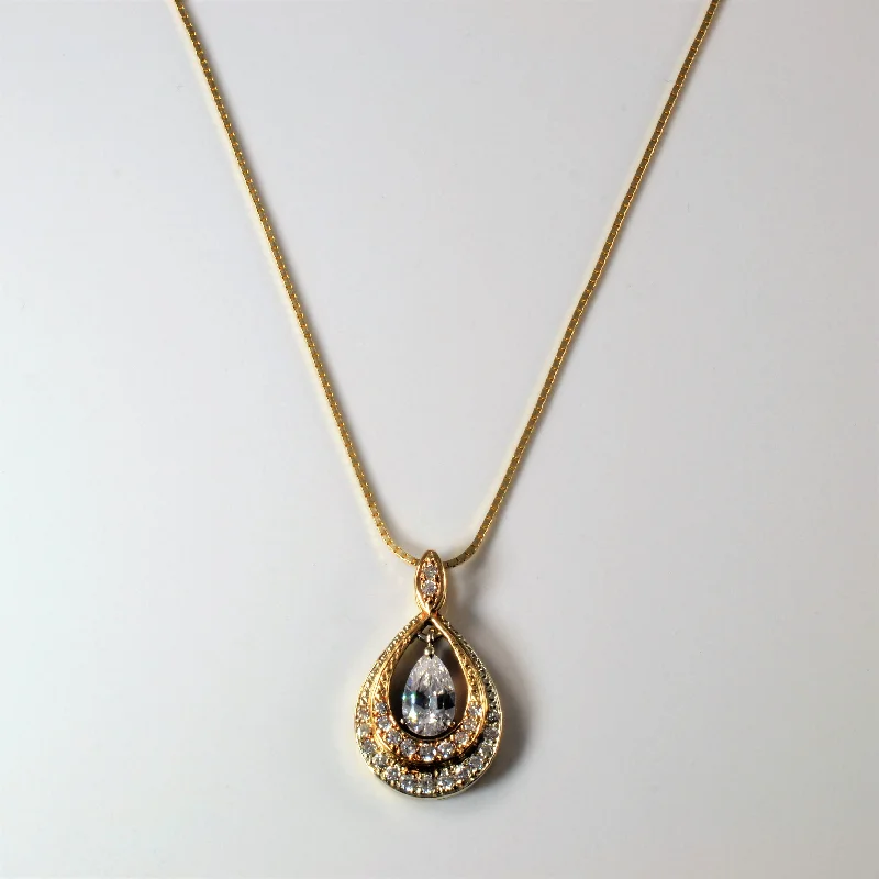 Ridged disc necklaces-Pear Diamond Halo Necklace | 1.02ctw | 17" |