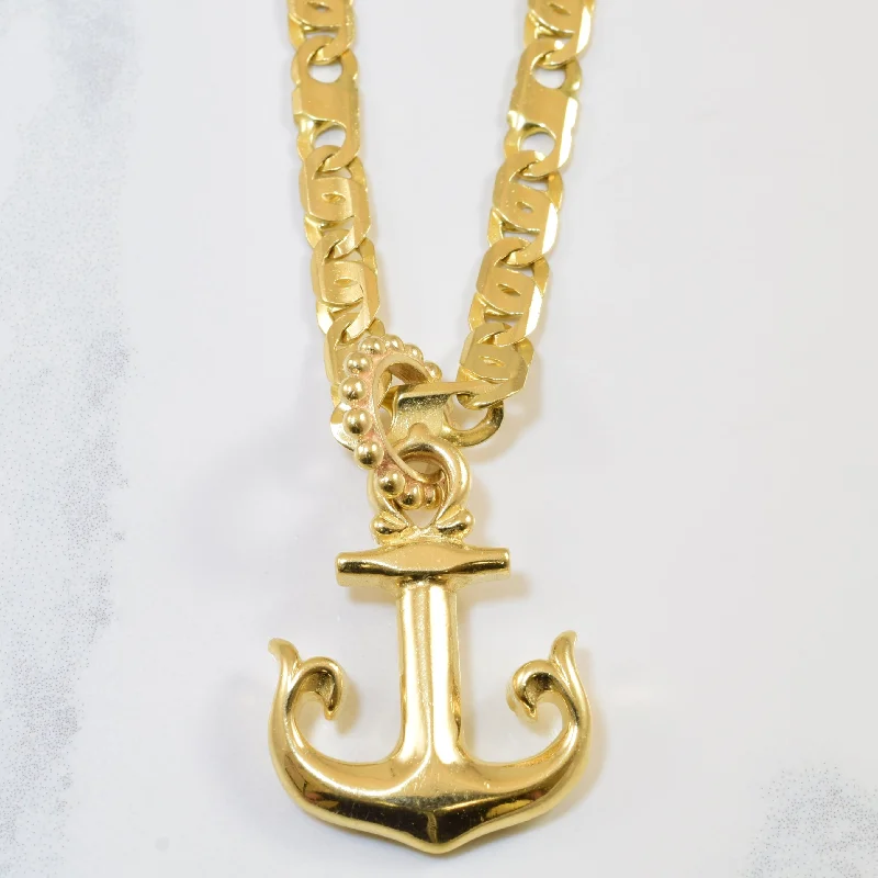 Suede braid necklaces-Yellow Gold Anchor Necklace | 24.5" |