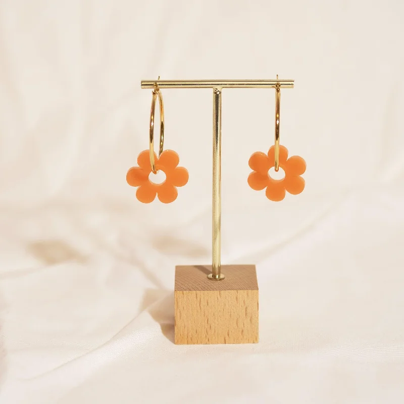 Clear glass earrings-Hoopsy Daisy Terracotta Hoop Earrings