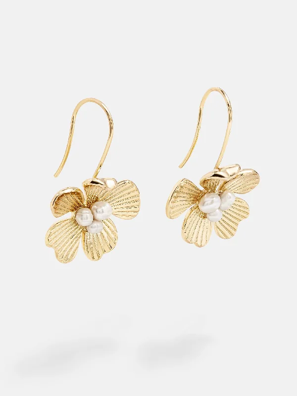 Lustrous pearl earrings-Lee Earrings - Gold