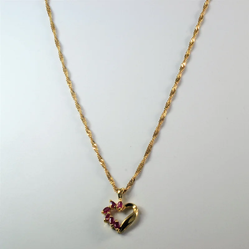 Bow knot necklaces-Ruby Heart Pendant Necklace | 0.36ctw | 22" |