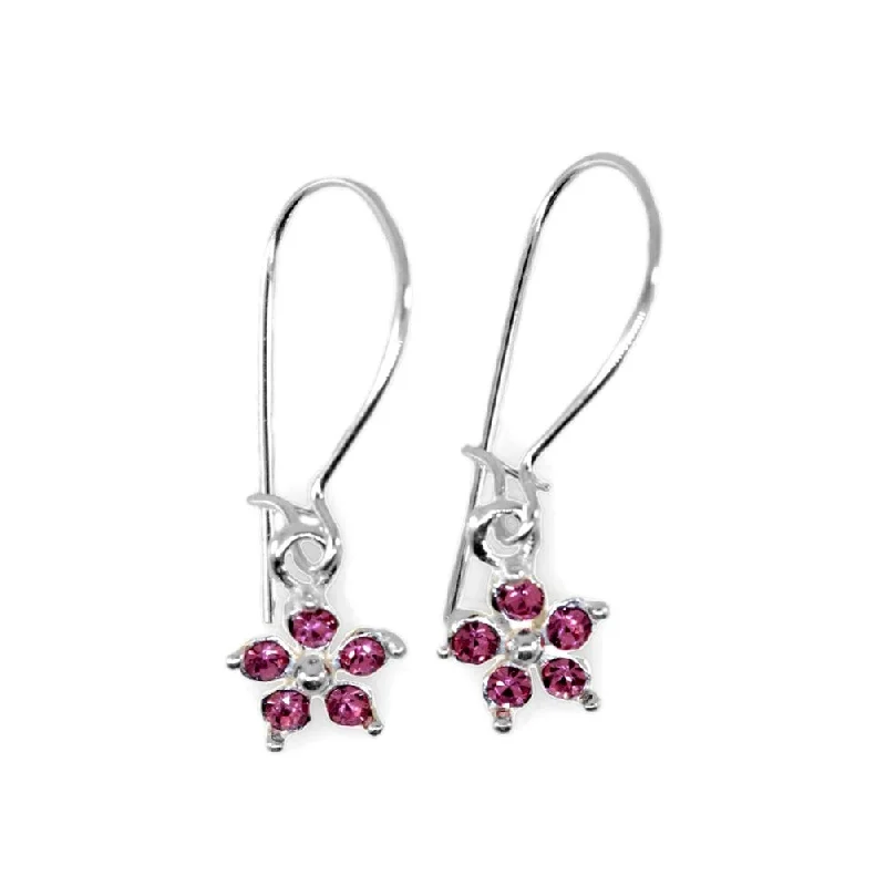 High-gloss earrings-Flower Earrings with Swarovski(R) Crystal Rose Pink Sterling Silver