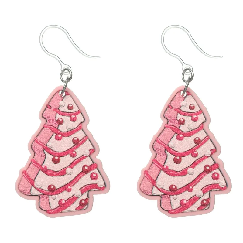 Brushed silver earrings-Candy Tree Cake Dangles Hypoallergenic Earrings for Sensitive Ears Made with Plastic Posts