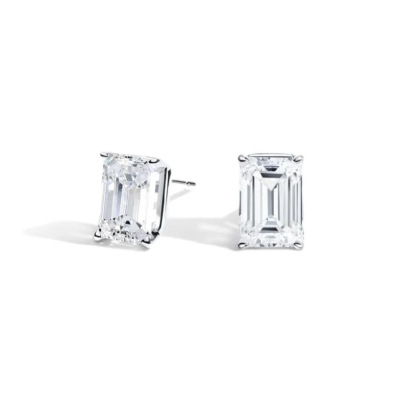 Crystal cluster earrings-S925 Emerald Cut Stud Earrings - 2.0 Carat